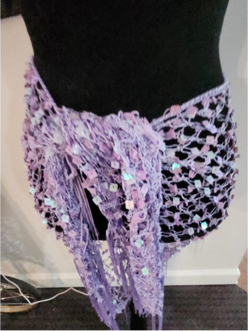 Purple Sparkle Mesh Hip Wrap for Belly Dance / Festival Wear